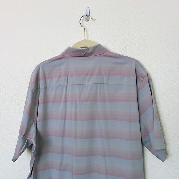 [Travis Mathew] Increments Blue Pink Striped Short Sleeve Button Down Shirt XL - Picture 5 of 13